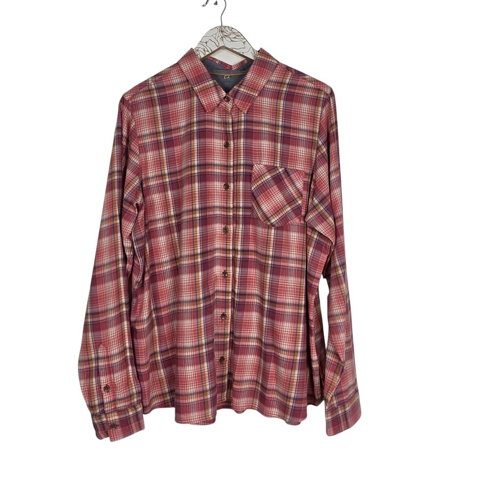 KUHL Trailside Shirt Womens XL Red Plaid Button Front Long Sleeve EcoVero